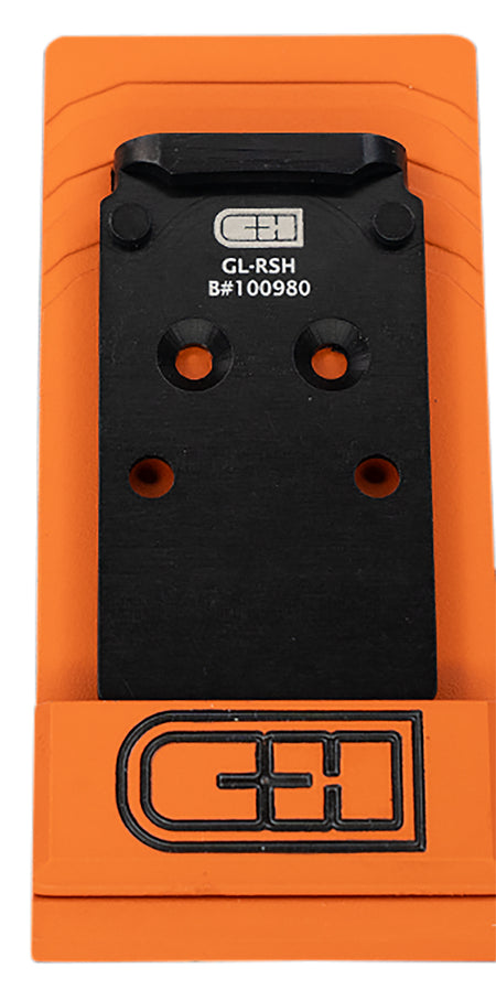 C&H Precision, V4, Optic Mounting Plate, For Glock MOS (Not 43x or 48) to Trijicon RMR/SRO, Holosun 407C/507C/508T/507 Comp, C&H EDC-XL/COMP, Anodized Finish, Black, Includes Mounting Hardware