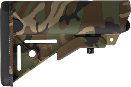 B5 Systems SOP1188 Enhanced SOPMOD Woodland Camo Polymer Buttstock for AR-15