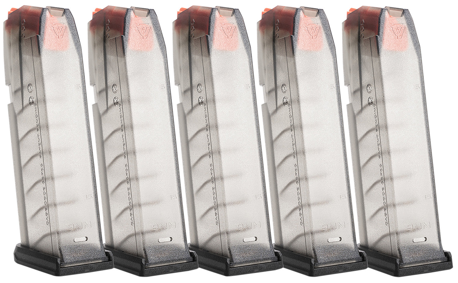 Strike Industries GMAG19X5 15rd Magazine 5-Pack Compatible with Glock 19/26 Gen3-5, Translucent Smoke