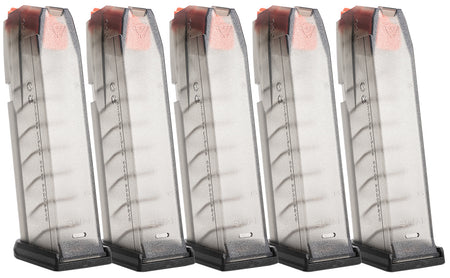 Strike Industries GMAG19X5 15rd Magazine 5-Pack Compatible with Glock 19/26 Gen3-5, Translucent Smoke