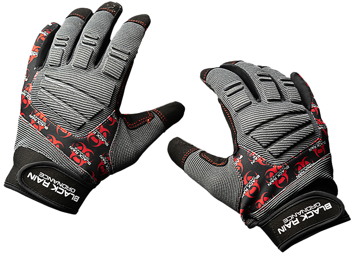 Black Rain Ordnance Tactical Gloves Black/Gray/Red Small Velcro Closure