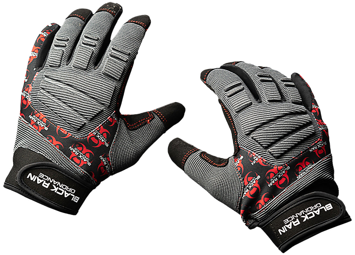 Black Rain Ordnance Tactical Gloves Black/Gray/Red Medium Velcro Closure