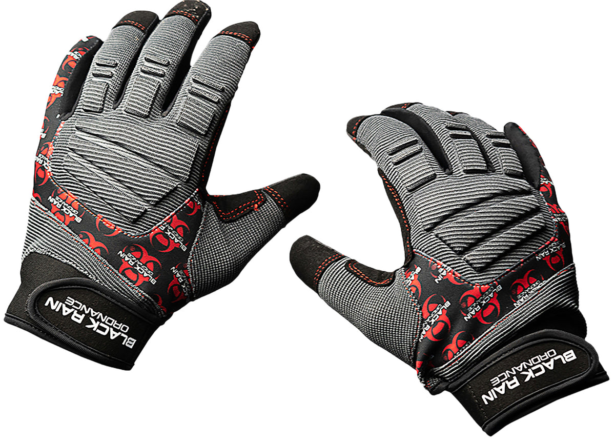 Black Rain Ordnance Tactical Gloves Black/Gray/Red Large Velcro Closure