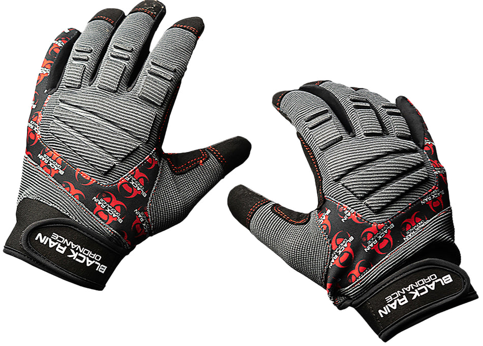 Black Rain Ordnance Tactical Gloves Black/Gray/Red Large Velcro Closure