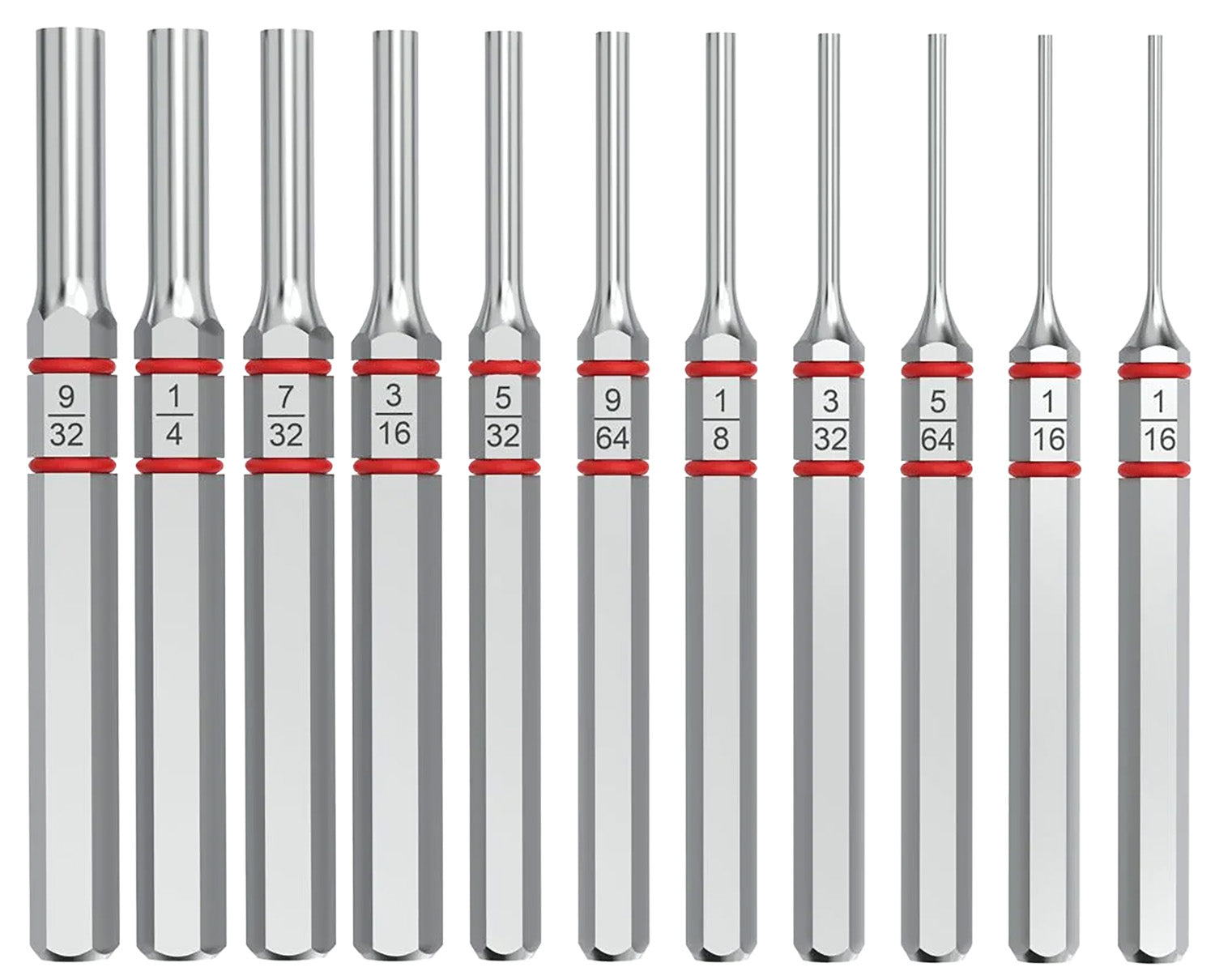 Real Avid Accu-Punch 11-Piece Standard Pin Punch Set Silver Steel for Universal Firearms