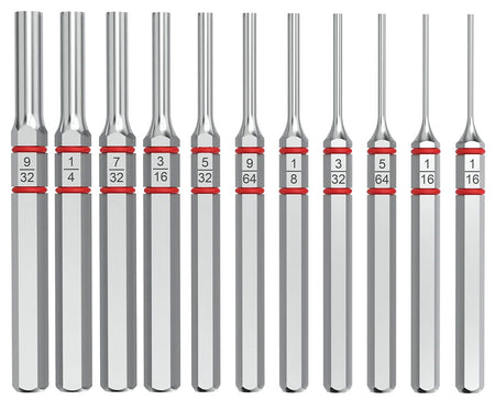 Real Avid Accu-Punch 11-Piece Standard Pin Punch Set Silver Steel for Universal Firearms