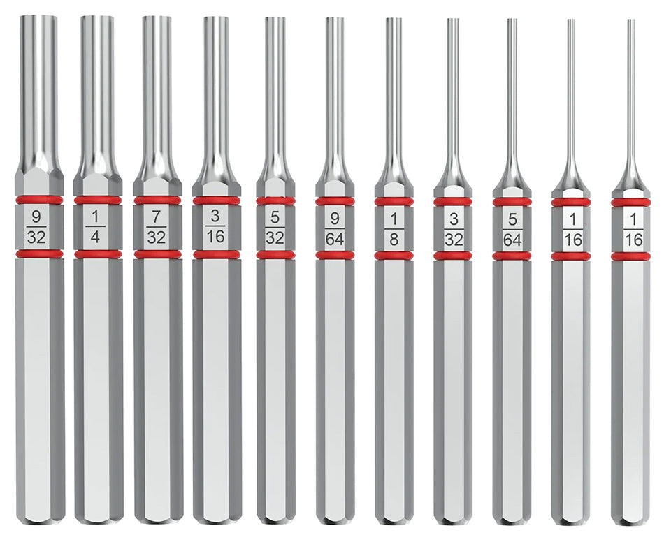 Real Avid Accu-Punch 11-Piece Standard Pin Punch Set Silver Steel for Universal Firearms
