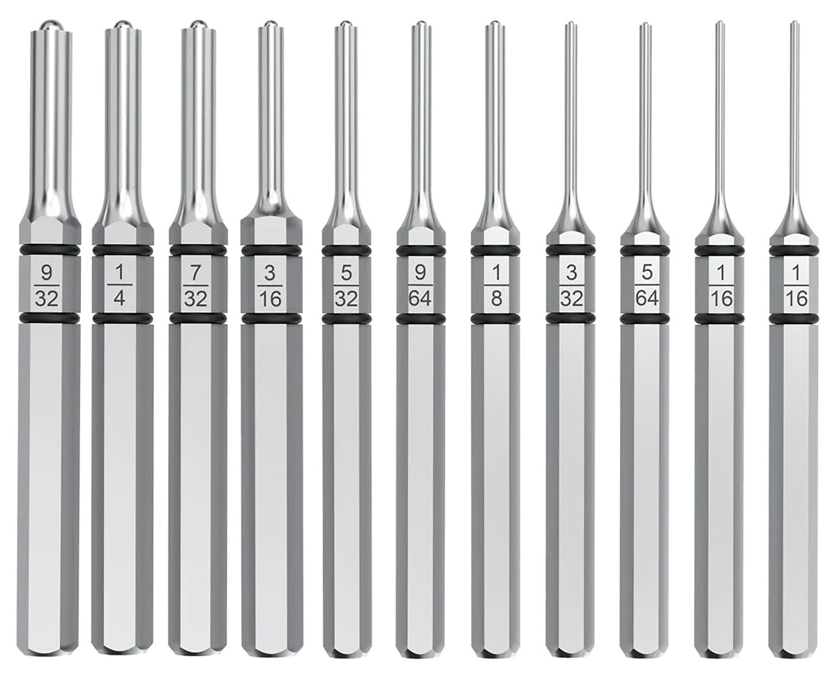 Real Avid Accu-Punch 11-Piece Roll Pin Punch Set Silver Steel Universal Firearm