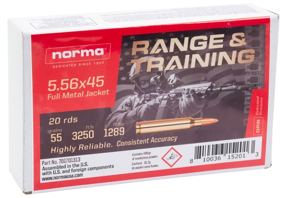 Norma Range & Training .223 Remington 55 gr FMJ ammo