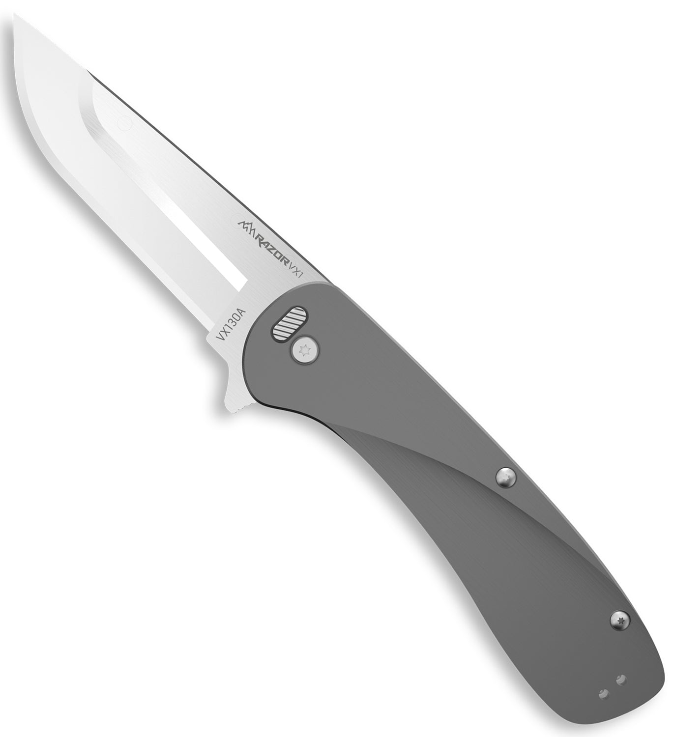 Outdoor Edge Razor VX1 EDC 3" Folding Plain Satin 420J2 SS Blade Gray Anodized Aluminum Handle