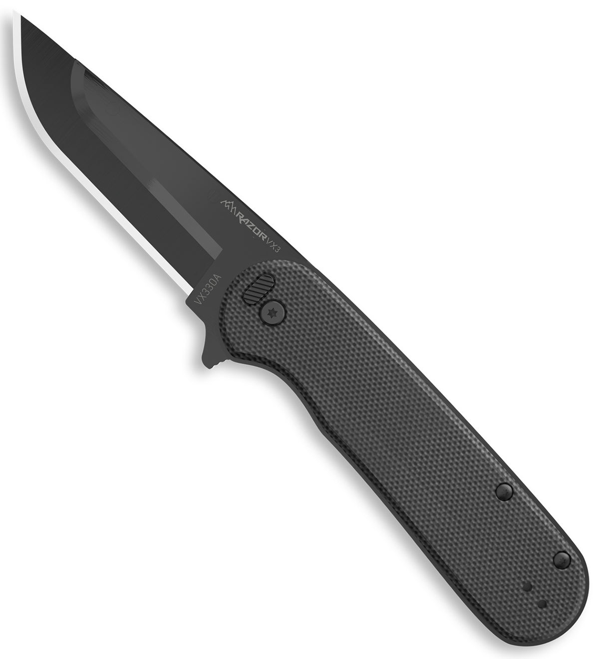 Outdoor Edge Razor VX3 EDC 3" Folding Drop Point Plain Black 420J2 SS Blade Green G10 Handle
