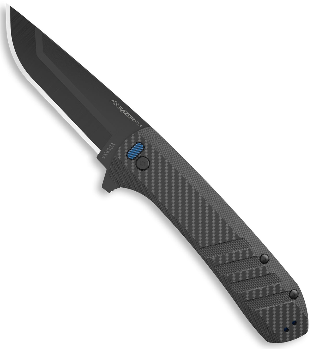 Outdoor Edge Razor VX4 EDC 3" Folding Drop Point Plain Black Oxide 420J2 SS Blade Carbon Fiber/G10 Handle