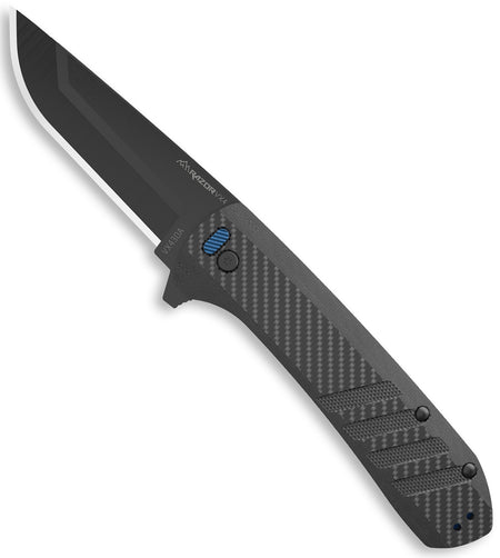Outdoor Edge Razor VX4 EDC 3" Folding Drop Point Plain Black Oxide 420J2 SS Blade Carbon Fiber/G10 Handle