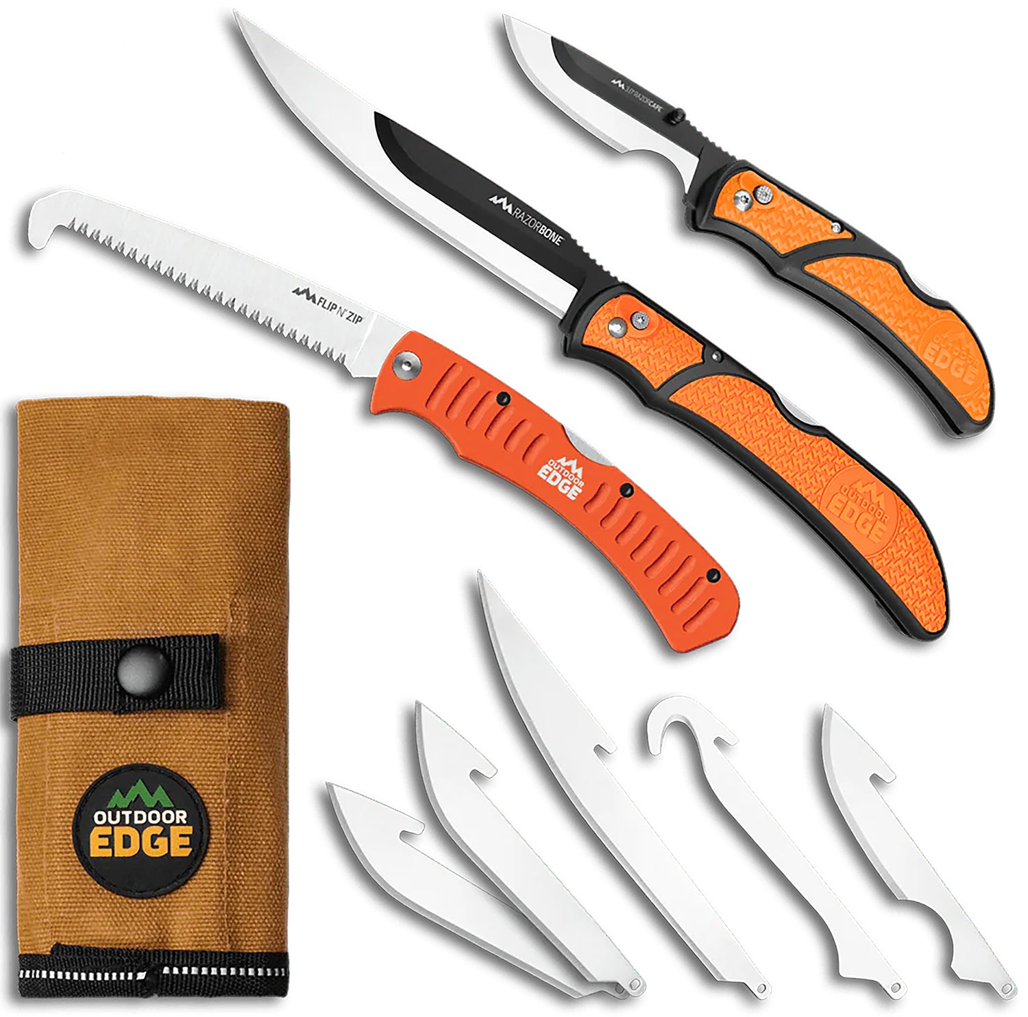 Outdoor Edge Razor Guide Pak RGP-1 Replaceable Blade Hunting Knife and Saw Kit with Canvas Roll Pack