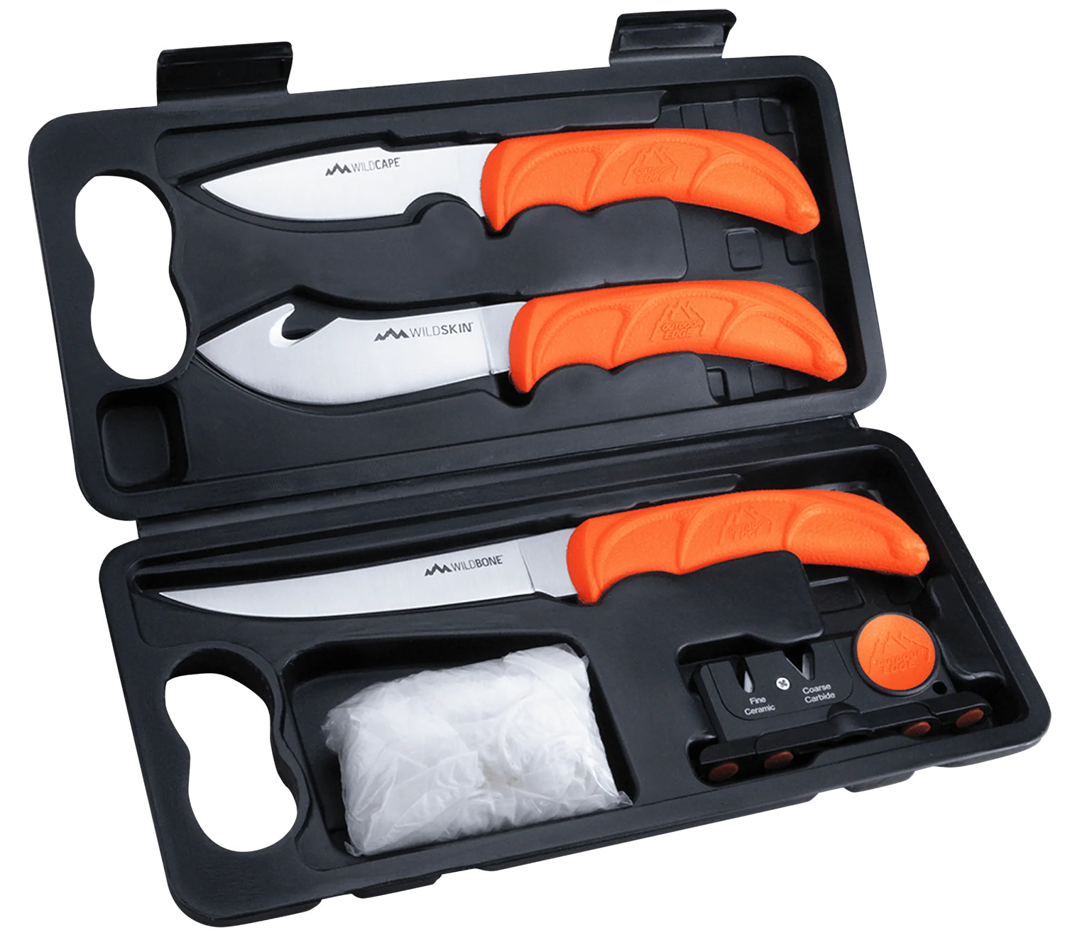 Outdoor Edge WildLite WL6 5-Piece Game Processor Knife Set – Boning, Caper & Skinner, Blaze Orange TPR Handles