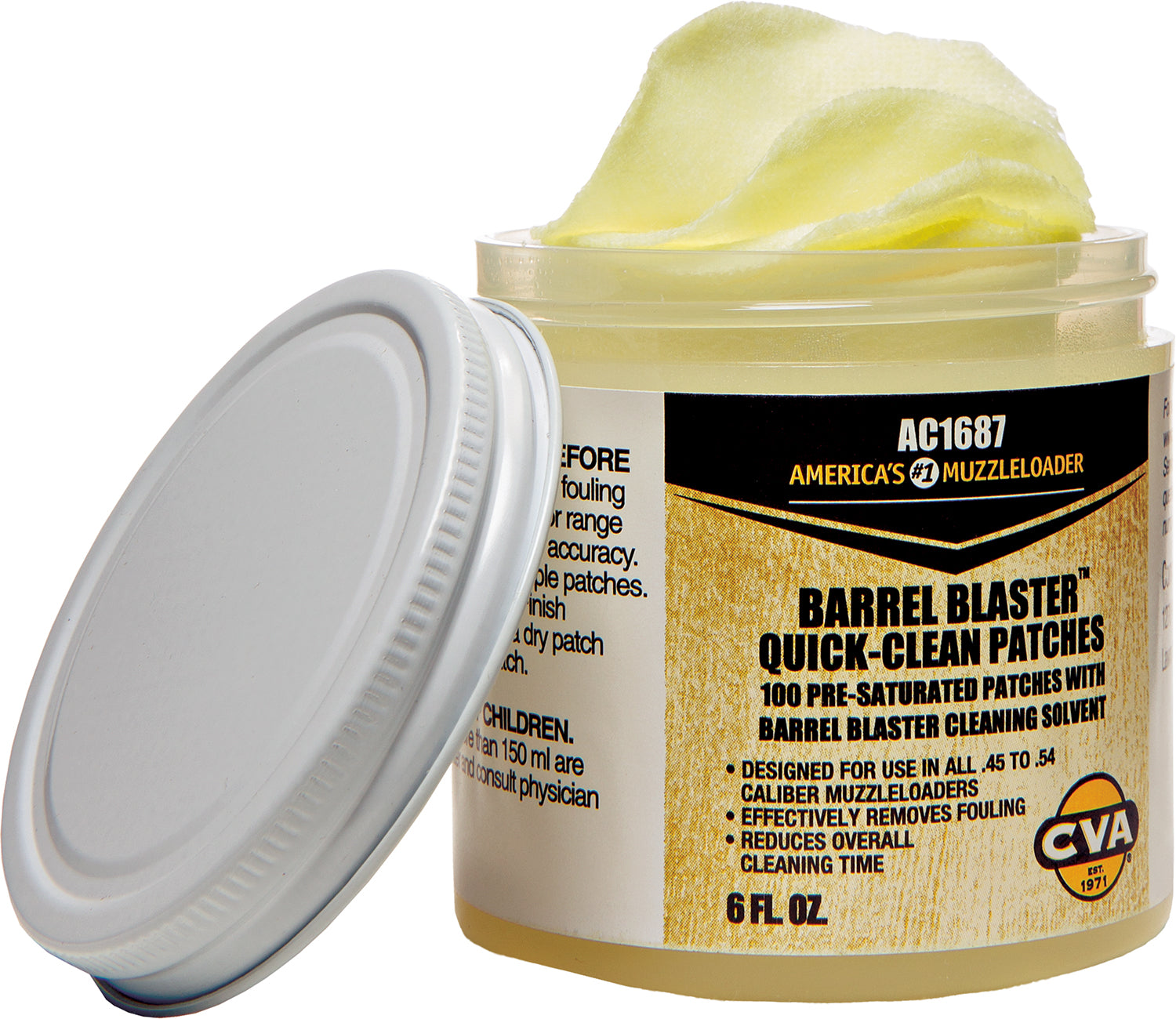 CVA AC1687 Barrel Blaster Quick Clean Pre-Saturated Cotton Patches 6 oz