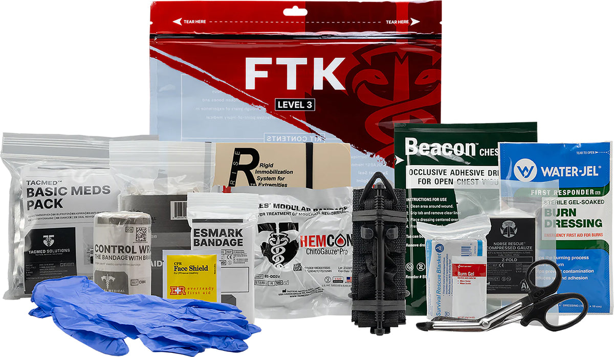 Tacmed Solutions Level 3 Field Trauma Kit with Tourniquet Splint Burn Gel and Survival Blanket