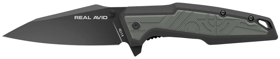 Real Avid AVRAV1 RAV-1 3.25" Folding Modified Clip Point Black Oxide 4Cr14 Blade GFN Handle