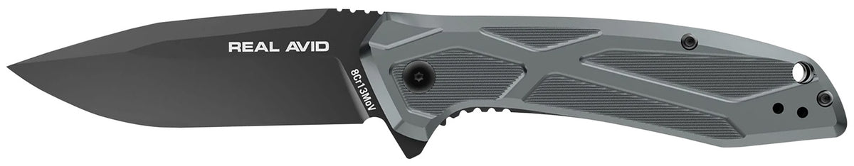 Real Avid AVRAV2 RAV-2 3.25" Folding Drop Point Black Oxide 8Cr13MoV Blade Aluminum Handle