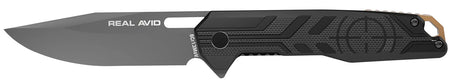 Real Avid AVRAV7 RAV-7 EDC 3.25" Folding Drop Point Titanium 8Cr13MoV Blade Black G10 Handle