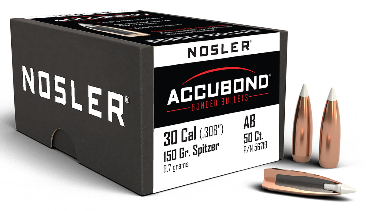 Nosler 56719 30Cal 150 Grain AccuBond Spitzer Point Boat Tail 50/Box