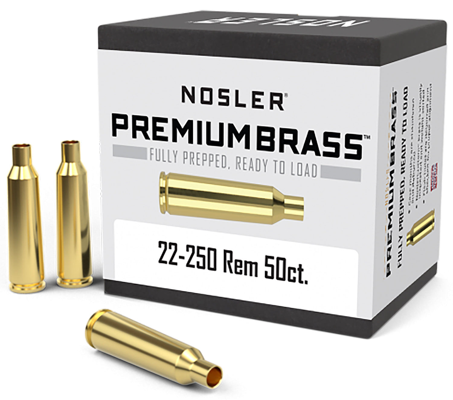 Nosler 10065 Reloading Brass 22-250 Rem Unprimed Rifle Cases 50ct