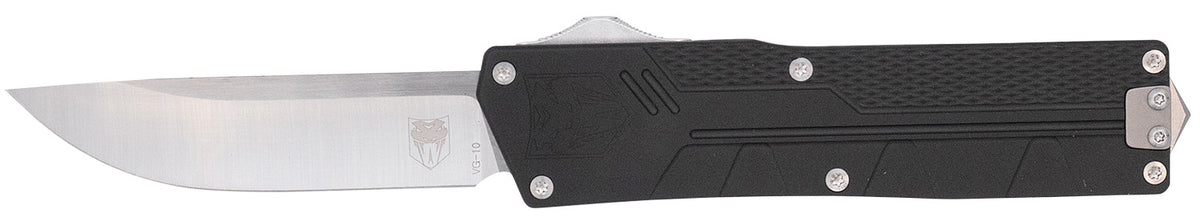 CobraTec Paragon Edge OTF Plain Satin VG-10 SS Blade Black Textured Aluminum Handle Ambidextrous Clip