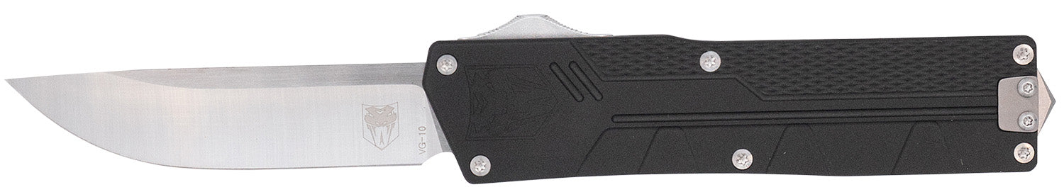 CobraTec Paragon Edge OTF Plain Satin VG-10 SS Blade Black Textured Aluminum Handle Ambidextrous Clip