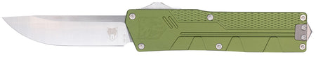 CobraTec Paragon Edge OTF Plain Satin VG-10 SS Blade OD Green Textured Aluminum Handle Ambidextrous Clip