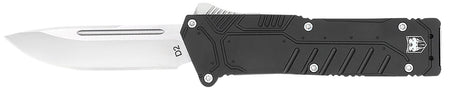 CobraTec Special Forces OTF 3.25" Drop Point Satin D2 Blade Black Textured Aluminum Handle