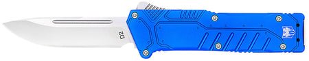 CobraTec Special Forces OTF 3.25" Drop Point Satin D2 Blade Blue Textured Aluminum Handle