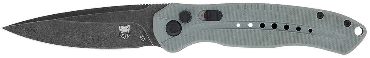 CobraTec Diablo 3.50" Folding Automatic Black Stonewashed D2 Steel Blade Gray Textured G10 Handle