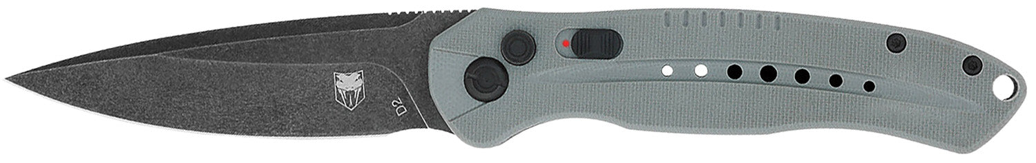 CobraTec Diablo 3.50" Folding Automatic Black Stonewashed D2 Steel Blade Gray Textured G10 Handle