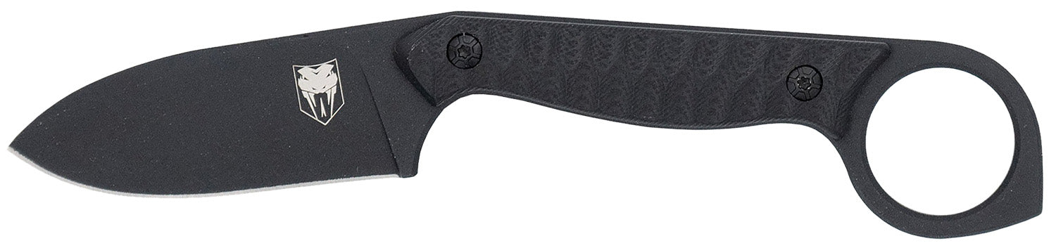 CobraTec Wolfteeth EDC 2.75" Folding Drop Point 14C28N Steel Blade Black G10 Scales Ring Handle