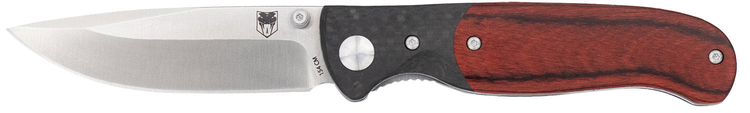 CobraTec Baron EDC 3.25" Folding Drop Point Satin 154CM Stainless Blade, Carbon Fiber/Pakkawood Handle