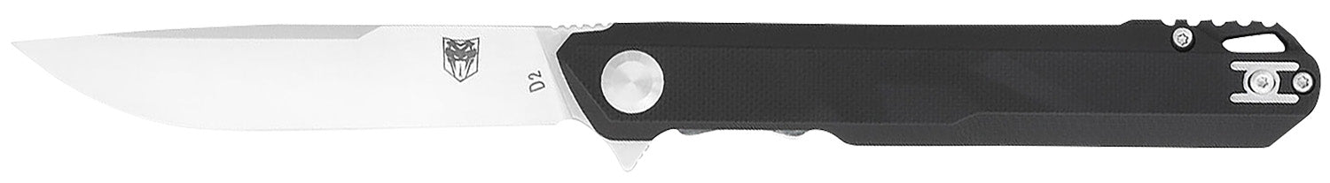 CobraTec Monarch 3.50" Folding Drop Point Satin D2 Steel Blade with Black G10 Handle