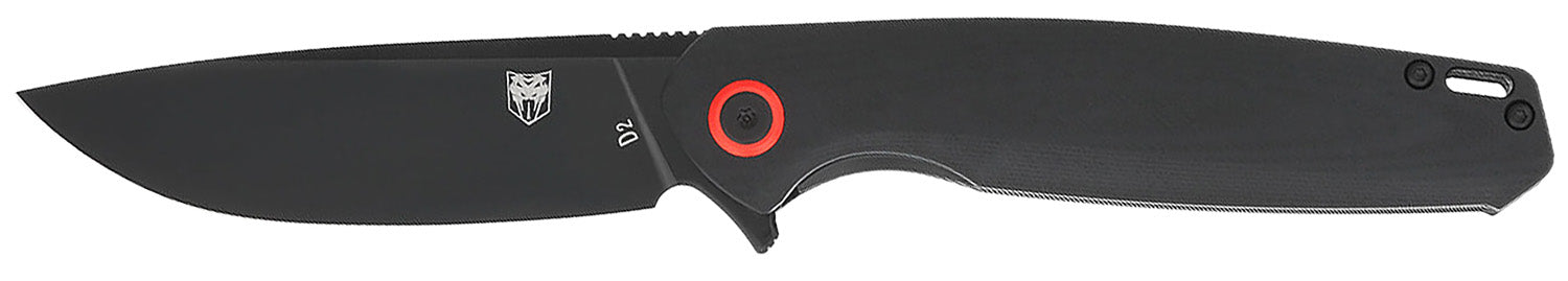 CobraTec Rath EDC 3.50" Folding Plain Black D2 Steel Blade with Black G10 Handle