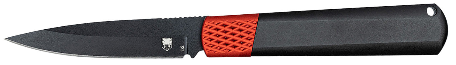 CobraTec Gideon Hidden Release 3" OTF Plain Black D2 Steel Blade with Black/Red Aluminum Handle