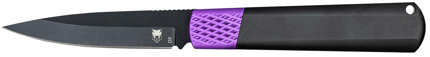 CobraTec Gideon Hidden Release 3" Folding Plain Black Stonewashed D2 Steel Blade, Black/Purple Aluminum Handle