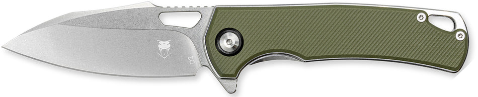 CobraTec Wolverine 3.12" OTF Drop Point Satin TiCN D2 Steel Blade with Green Textured G10 Handle