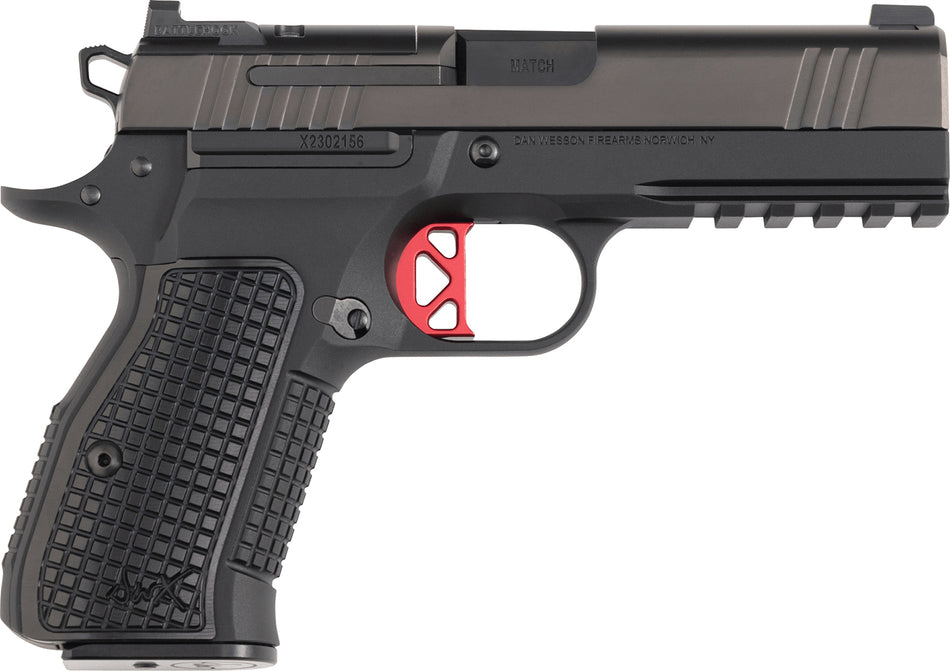 Dan Wesson 92113 DWX Compact Frame 9mm Luger 10+1 4.95" Black Match Grade Barrel, Black DLC Optics Ready/Serrated Steel Slide, Black Aluminum Frame w/Beavertail Black Textured Aluminum Grip