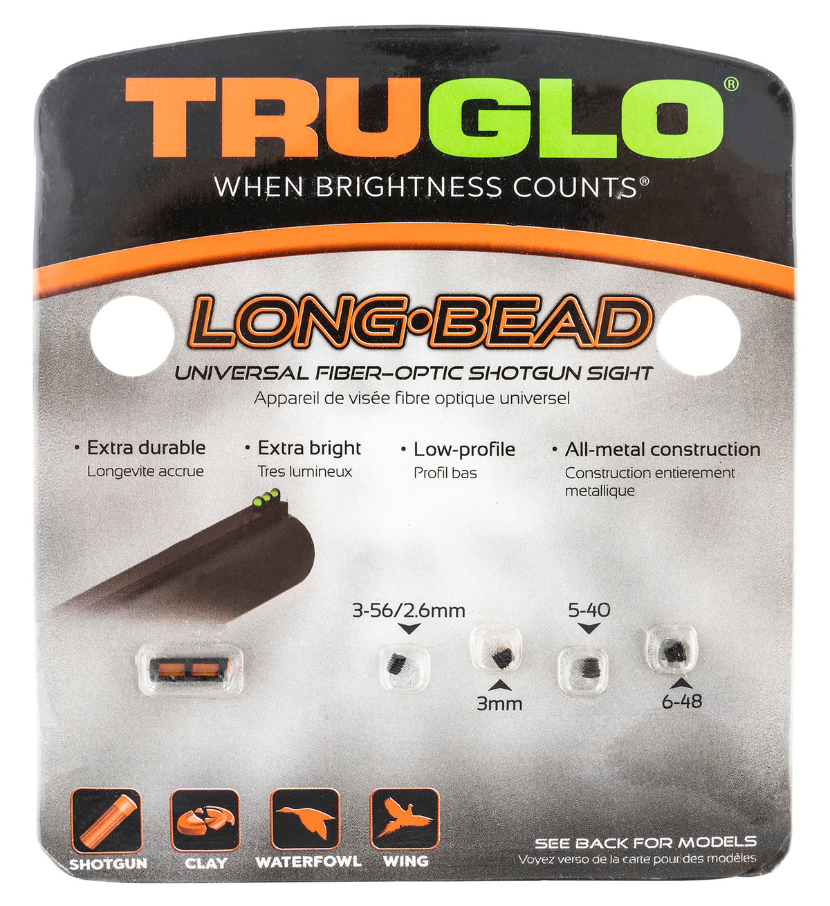 Truglo TG947UR Long Bead Red Fiber Optic Replacement Bead Sight Universal Metal Shotgun Vent Rib