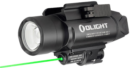 Olight Baldr Pro Black Anodized Weapon Rail Light 1350 Lumens White LED Green Laser
