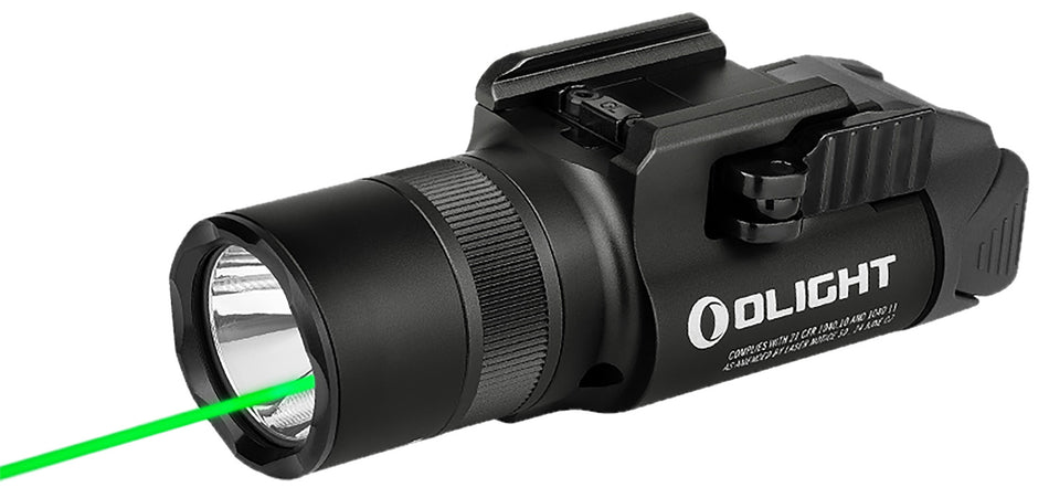 Olight Baldr Pro R Black Anodized Rechargeable Weapon Light 1350 Lumens Green Laser
