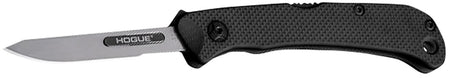 Hogue Expel 2.50" Folding Scalpel Knife, Satin High Carbon Steel Blade, Black Textured G10 Scales with SS Handle