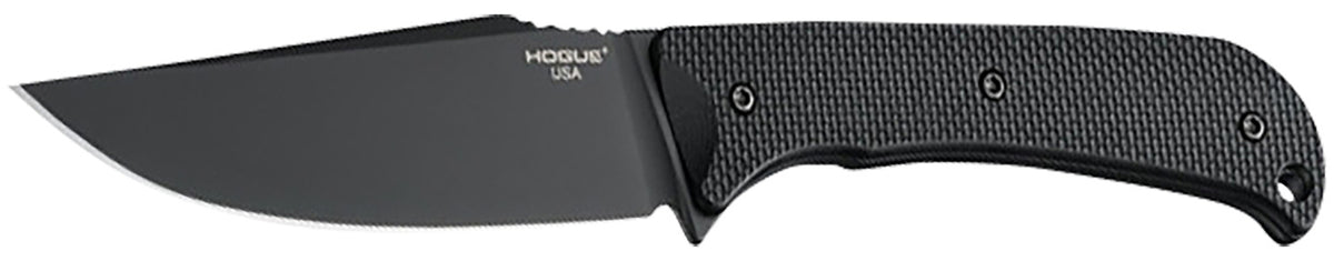 Hogue Extrak XL 3.90" Fixed Clip Point Knife, Black Cerakote CPM M4 Tool Steel Blade, Black G10 Handle with Kydex Sheath