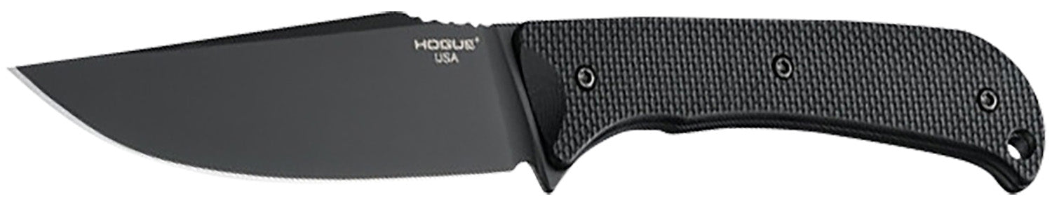 Hogue Extrak XL 3.90" Fixed Clip Point Knife, Black Cerakote CPM M4 Tool Steel Blade, Black G10 Handle with Kydex Sheath