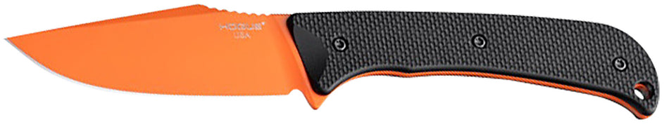 Hogue Extrak 3.30" Fixed Clip Point Knife, Blaze Orange Cerakote CPM M4 Tool Steel Blade, Black G10 Handle with Kydex Sheath