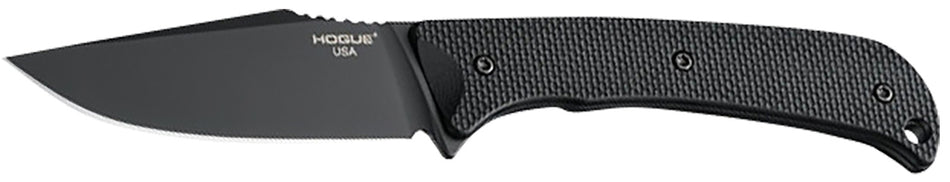 Hogue Extrak 3.30" Fixed Clip Point Knife, Black Cerakote CPM M4 Tool Steel Blade, Black G10 Handle with Kydex Sheath