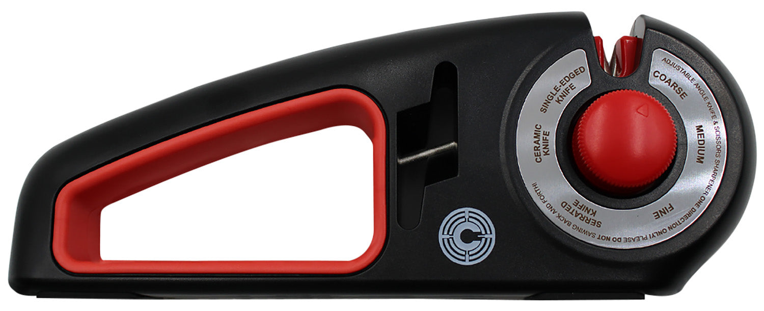 Caliber Gourmet CBGKS1 Adjustable Carbide/Ceramic Knife Sharpener, Black/Red